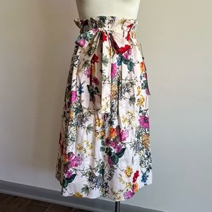 Floral Paper Bag Waist Skirt